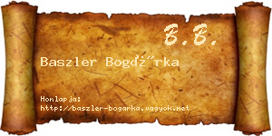 Baszler Bogárka névjegykártya